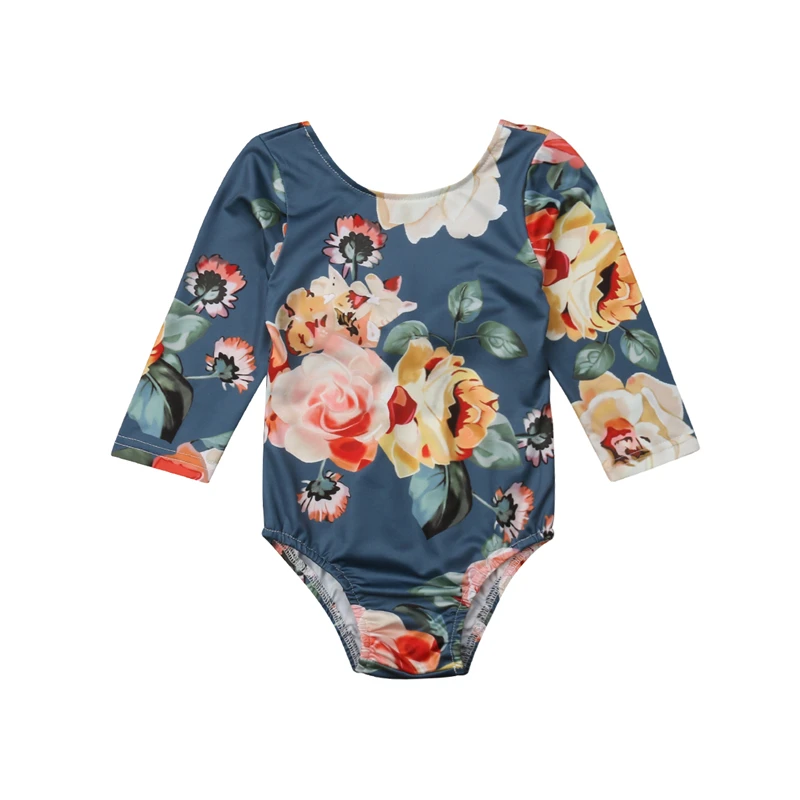 Fashion Toddler Bodysuit Flower Print Girls Bodysuit Lace Bow Backless