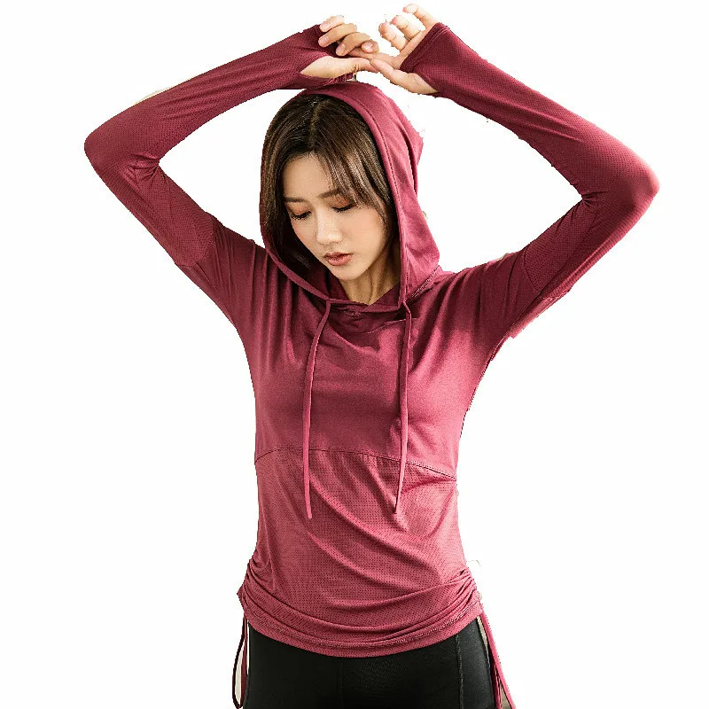 hoodies Women Running Jacket Long Sleeve Sweatshirt Gym Sportswear ...