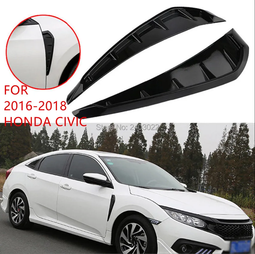 

100% Brand New And High Quality ABS plastic Gloss Black Side Fender Vent Air Wing Cover Trim for HondA C/ivic 2016 2017 2018