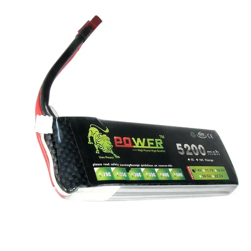 Мощность 7,4 V 5200mAh Lipo батарея 30C 2S батарея 2S LiPo 7,4 V 5200 MAh 30C 2S 1P Литий-полимерная батарея для RC автомобилей