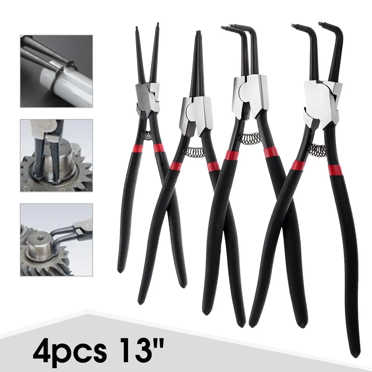 

4Pcs 13 inch Multifunctional Snap Ring Pliers Set Circlip Internal External Bent Straight Clip Electrician DIY Hand Tool