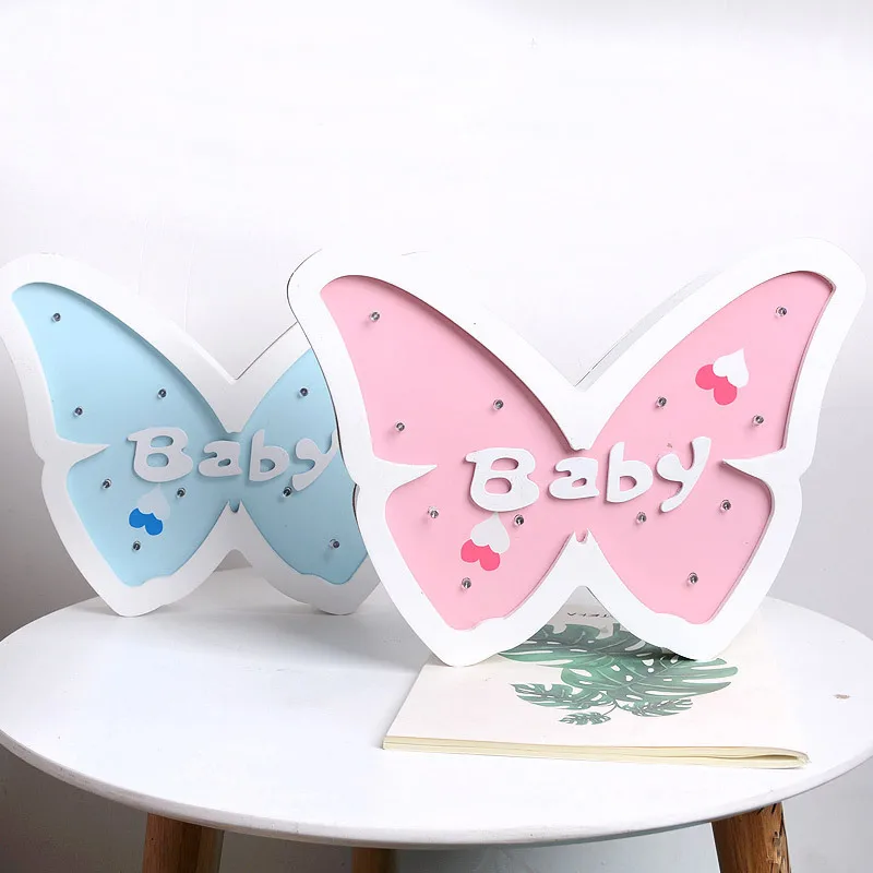 

Home Decor Wood White Butterfly Figurines Ins Style Wooden Led Night Light Children Home Office Desktop Decoration Flash Crafts