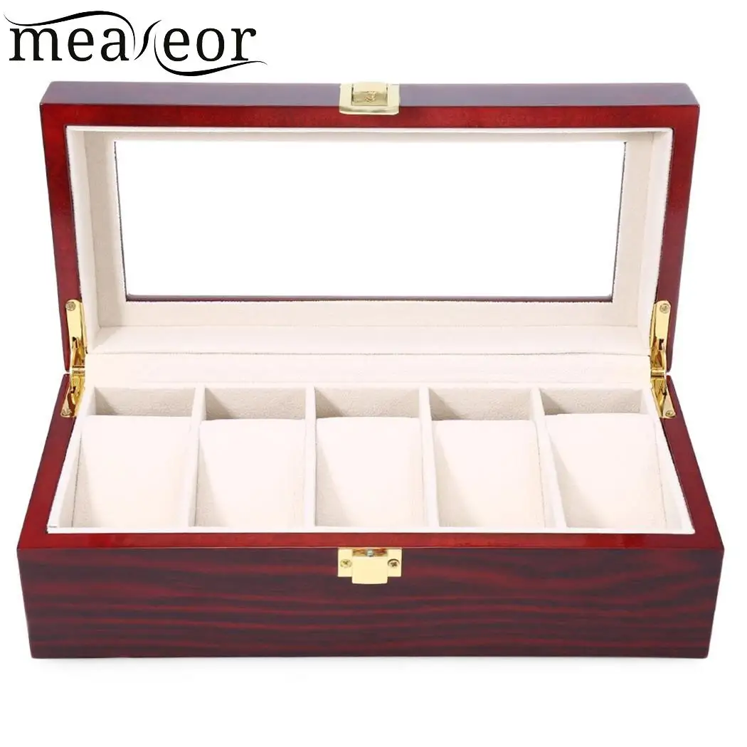 

Meaneor Jewelry Watch Display Box Collection Metal Buckle Storage Exhibition Case Holder Organizer Watch Boxes Accessories