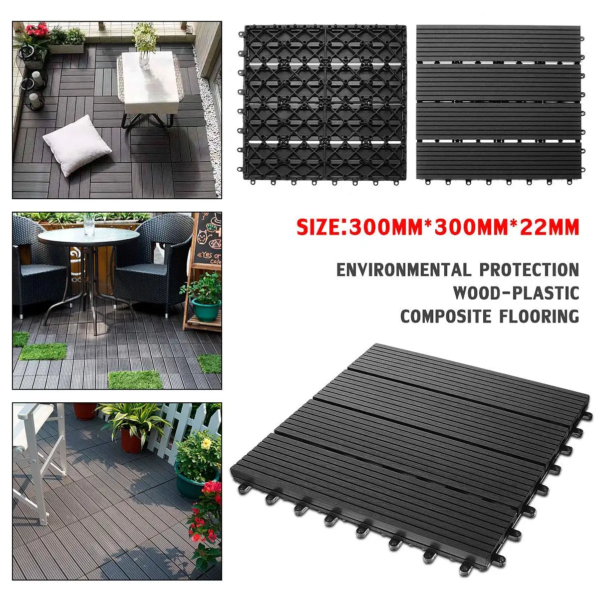 

Ecological Wood Composite Decking Flooring Spliced wooden floor DIY Anti Skid anti-corrosion Floor Outdoor Stripe Drain Hollow