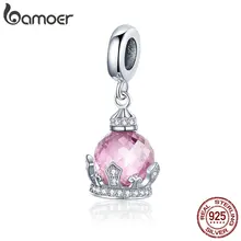 BAMOER романтический 925 пробы серебро Принцесса Корона Подвеска Шарм подходящие Браслеты и ожерелья роскошные ювелирные изделия подарок подруге SCC1132