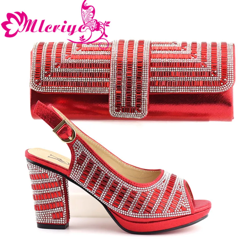 

Women Shoes and Bag Set African Sets 2019 Ladies Italian Shoes and Bags to Match Shoes with Bag Set Decorated with red color