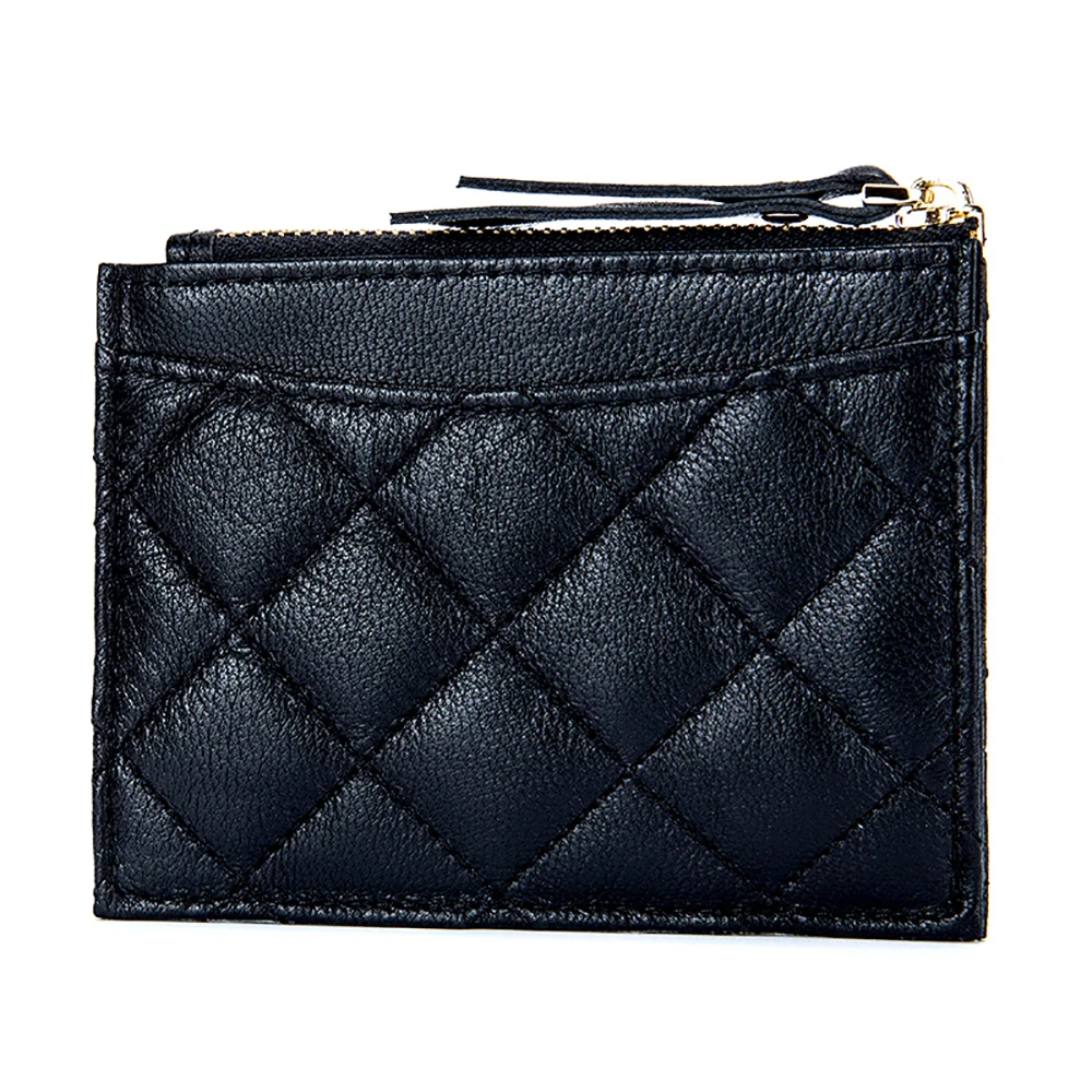 

New Plaid Lattice Genuine Leather Weave Men Women Wallets Credit ID Card Holder Mini Wallet Case Purse Hand-woven