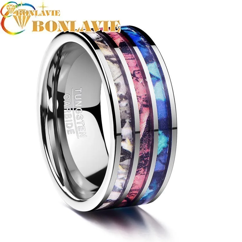 

New Fashion Daily Wear Rings 10MM Polished Colorful Tungsten Carbide Ring For Man Anniversary Engagement Jewelry Alliance Bijoux