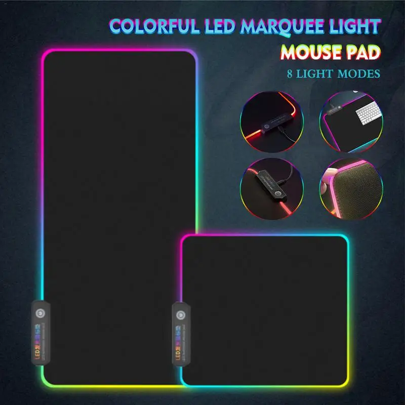 

Gaming Mouse Pad Colorful LED Version Software Rolling Natural Rubber Glister Lock Edge Thickened Game Tech & Gadgets For Laptop
