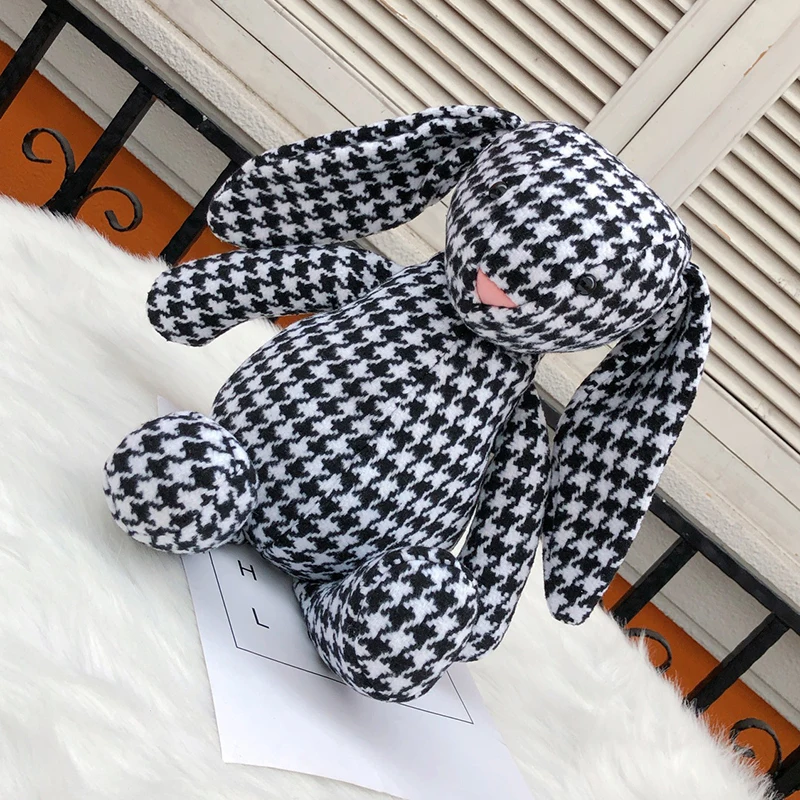 

[Super Seabob] 2019 Personality Attractive Black Pink Color Rabbit Shape Striped Pattern Zipper Double Straps Backpack LM354