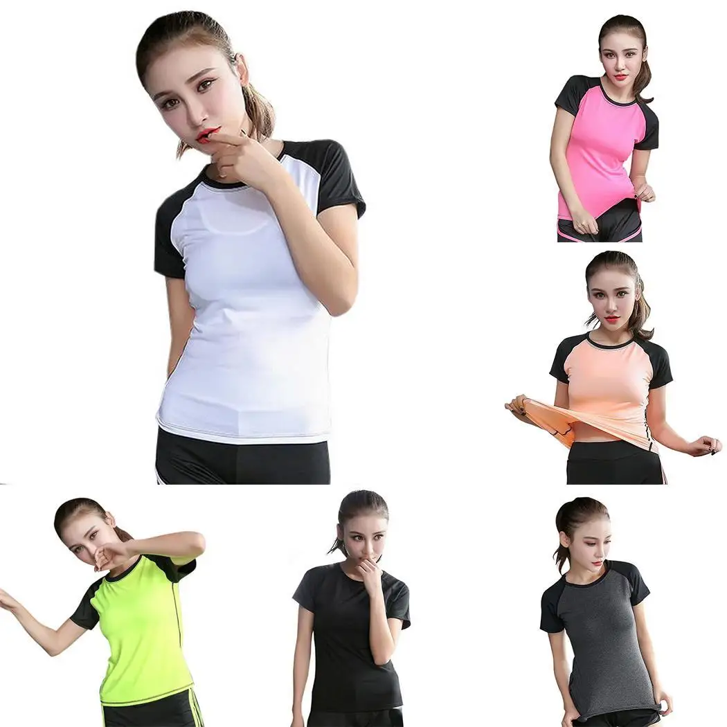 Women's Running T-Shirt Quick-drying Short Sleeve Tops Women Casual O-Neck Slim short-sleeved T-shirt Gym Sports Cloths Female