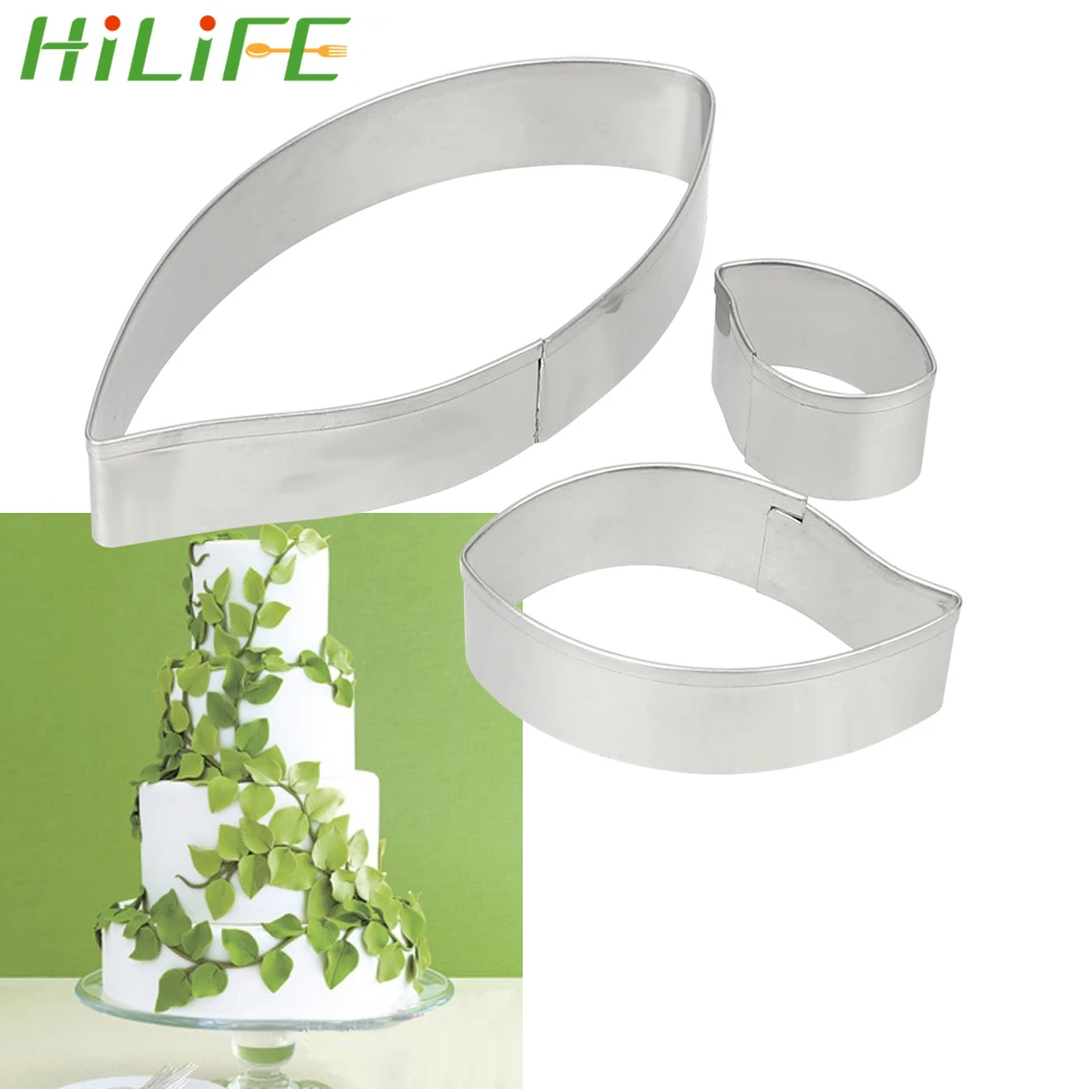 HILIFE Leaf Shape Cookie Mold Stainless Steel 3pcs/set Fondant Cake Baking Biscuit Cutter Decorating Tool | Дом и сад