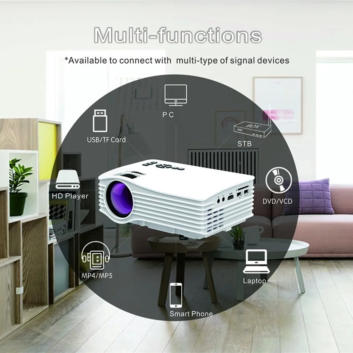 HD 1080P LED Mini Micro Portable Projector Home Theater Cinema WIFI Wireless HD 1080P LED Mini Micro Portable Projector Home Theater Cinema WIFI Wireless