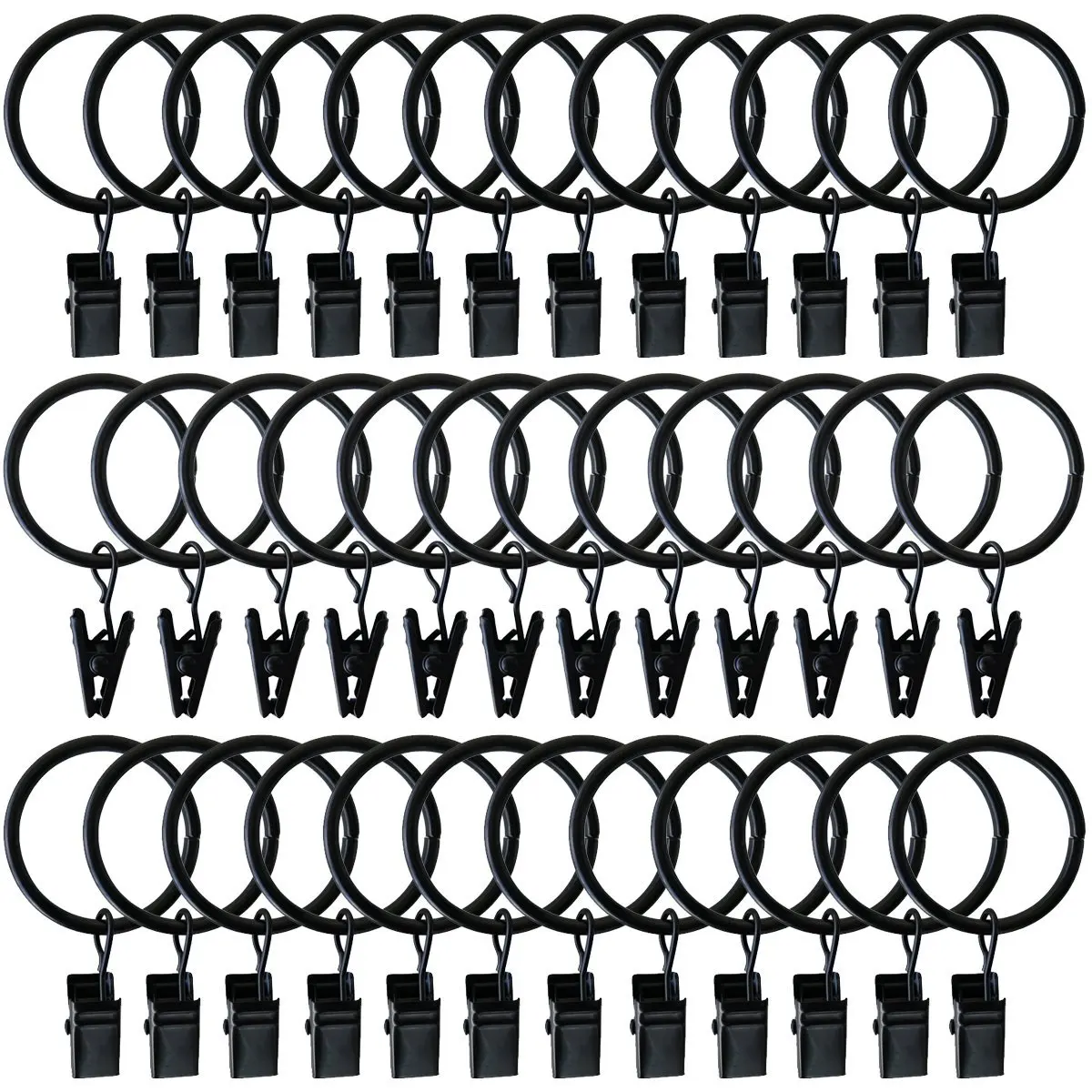 36 Pack Rings Curtain Clips Strong Metal Decorative Drapery window Curtain Ring with Clip