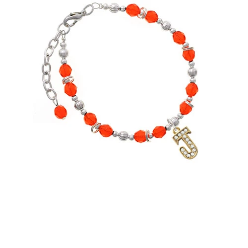 Браслет из бисера Goldtone Crystal Initial-J-Orange |