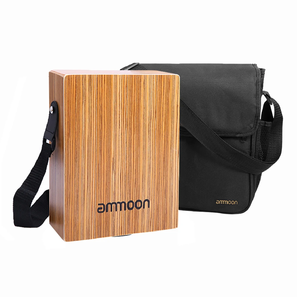 

ammoon Portable Traveling Cajon Box Drum Flat Hand Drum Wooded Percussion Instrument with Strap Carry Bag
