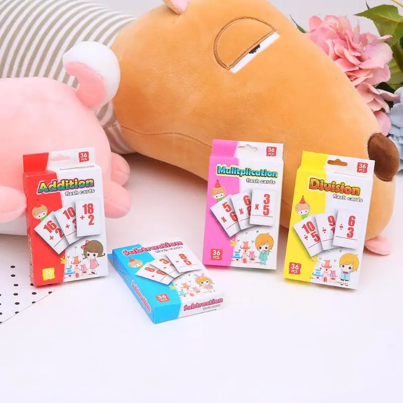 36 unids/set niños bebé matemáticas aprender inglés aritmética tarjetas Montessori Educativos del bebé de aprendizaje educativo juego de mesa rompecabezas de juguete