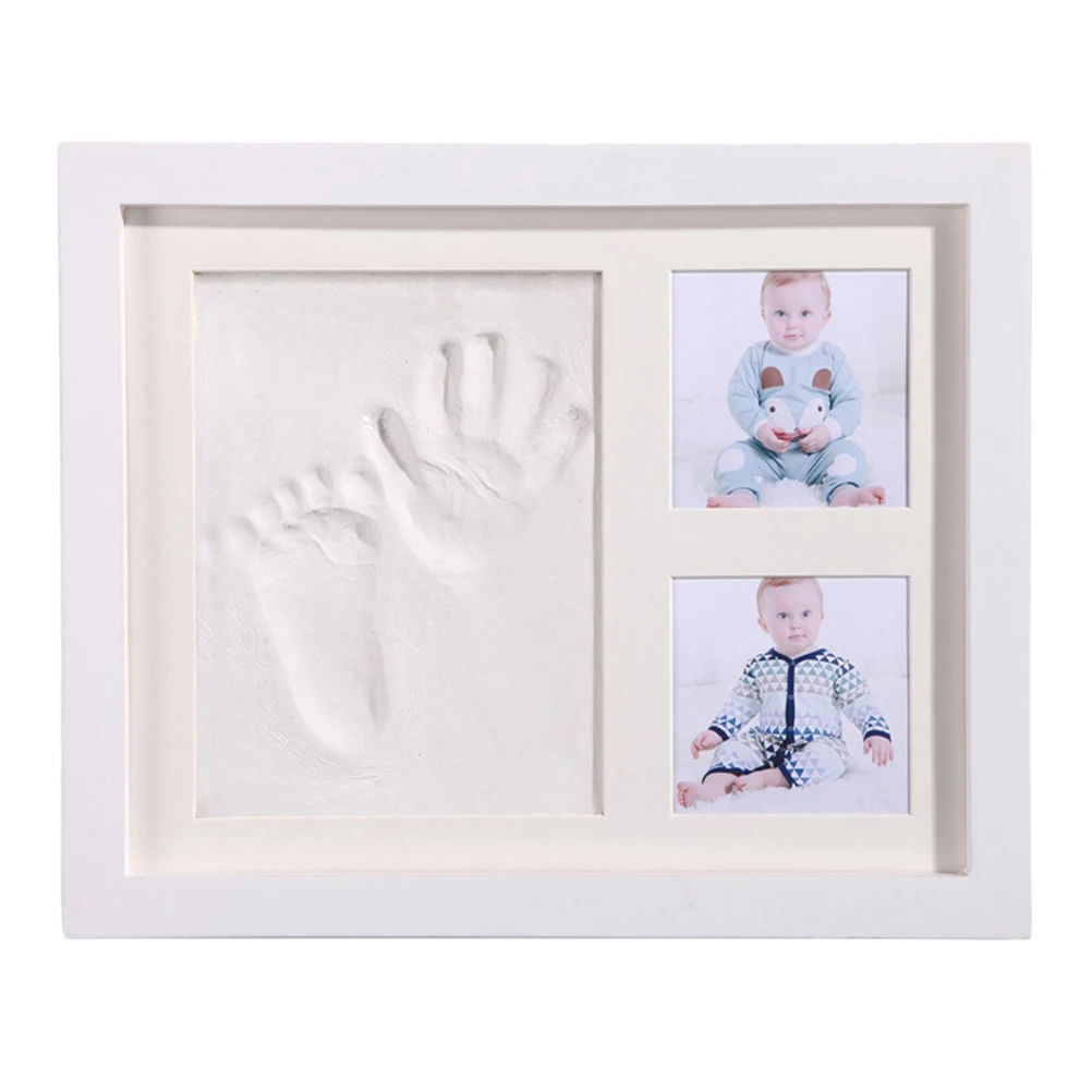 

1PC Photo Frame Nontoxic Three Grid Wooden Handprint Footprint Picture Frame Photo Frame for Baby Infants Newborn