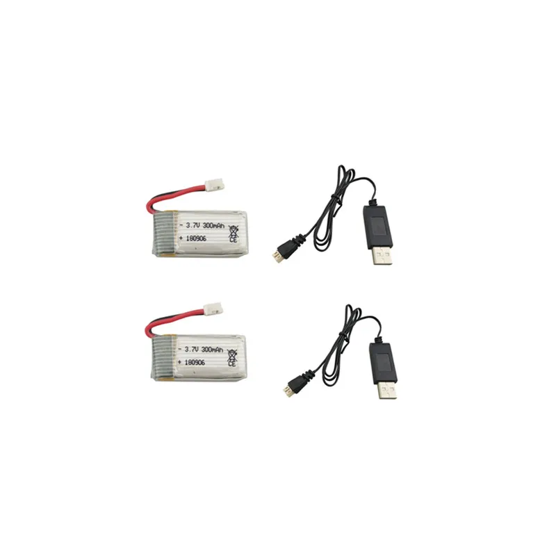 

2PCS 3.7V 300mAh Lipo Battery With USB Charging Cable for Eachine E010 H36 RC Quadcopter