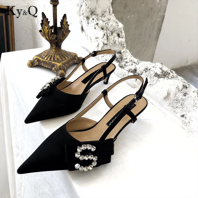 

Fashion Brand Buckle Sequined Cloth Lady Pointed Toe Pumps Sexy Rhinestone Shining Woman Party Wedding High Heels Shoes