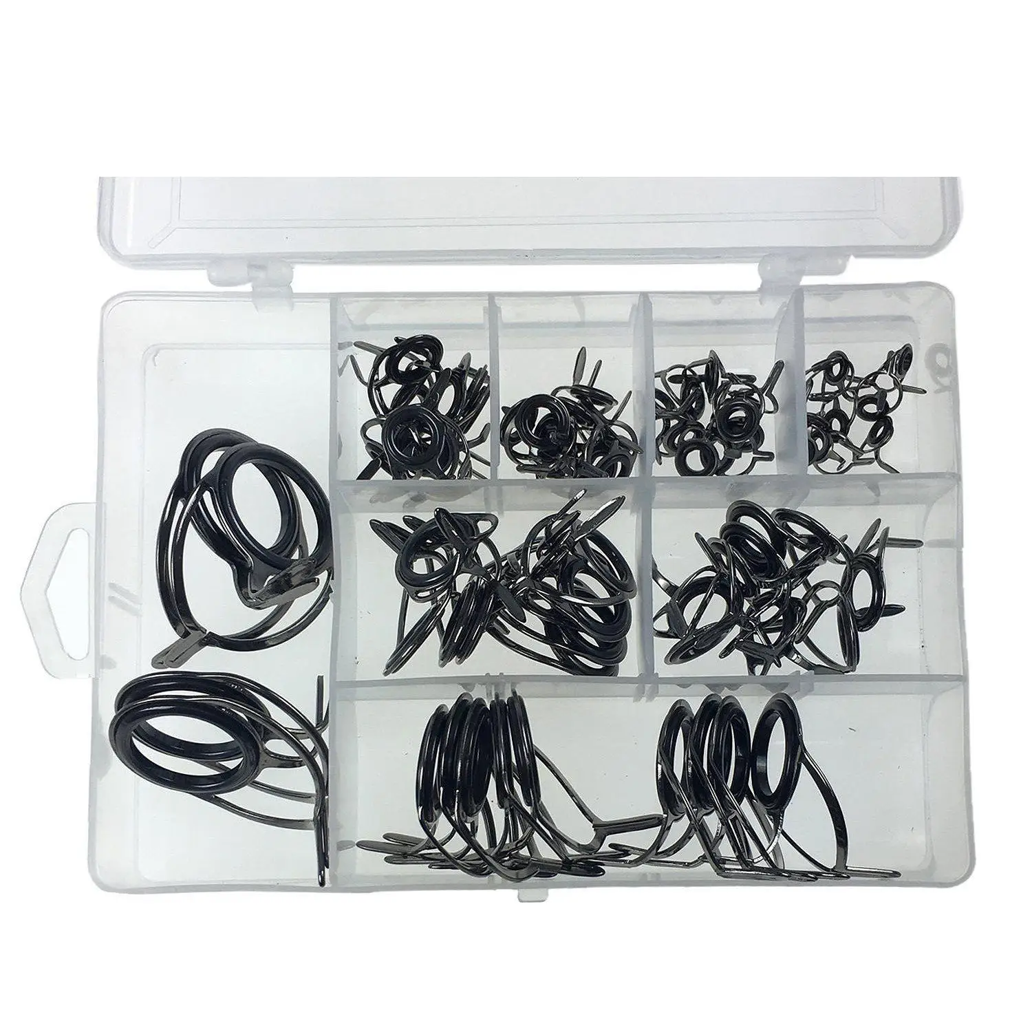 

75Pcs Fishing Rod Guide Tips Repair Kit 8 Size Carbon Ceramic Ring Diy Eye Set Rod Rebuilding Sea Spinning Casting Rod Replace