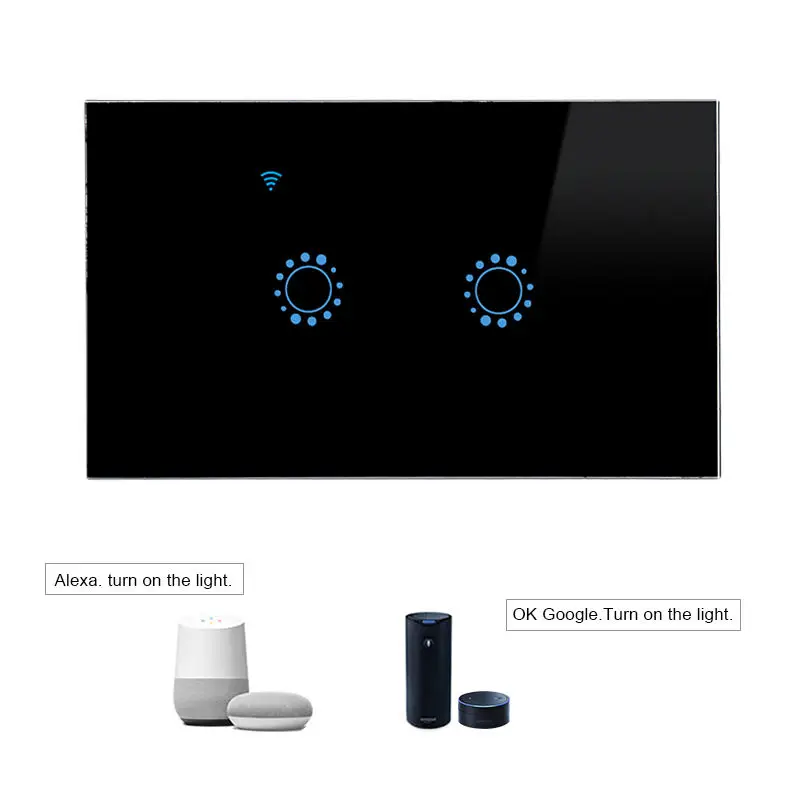 2 банда США умный Wifi пресс настенный светильник переключатель стеклянная панель Пульт дистанционного управления с помощью приложения Ewelink Amazon Alexa и Google Home для Smart H