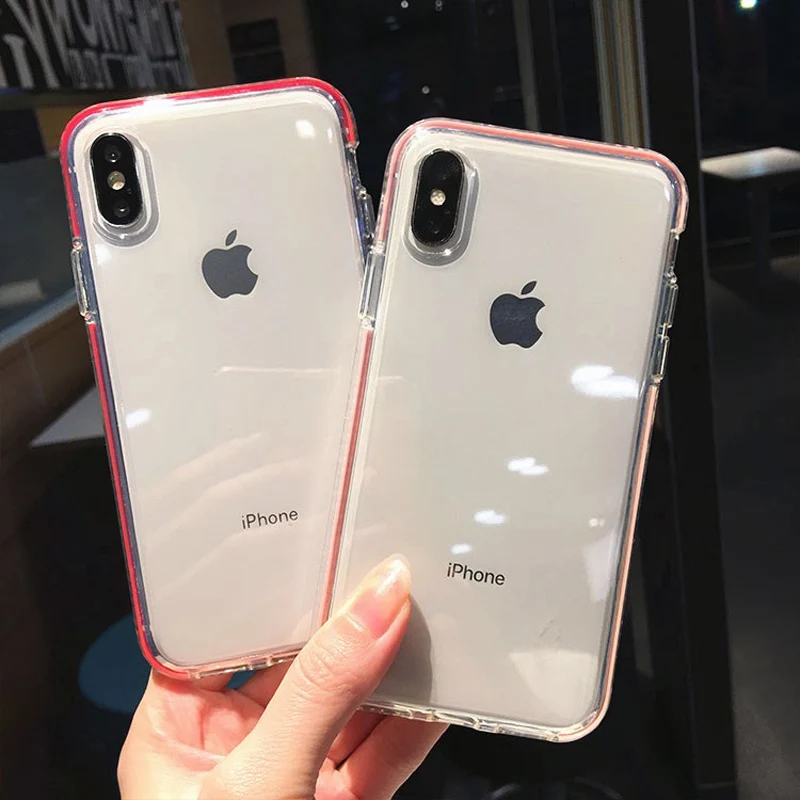 Прозрачный противоударный чехол для телефона iPhone 11 8 Plus X XR XS Max простой чехол для iPhone 7 6S Plus Мягкий ТПУ силиконовый чехол