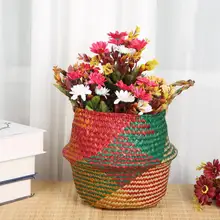 Складная травяная соломенная висячая пузатая корзина для хранения игрушек контейнер для дома садовые растения Цветочный Плетеный горшок