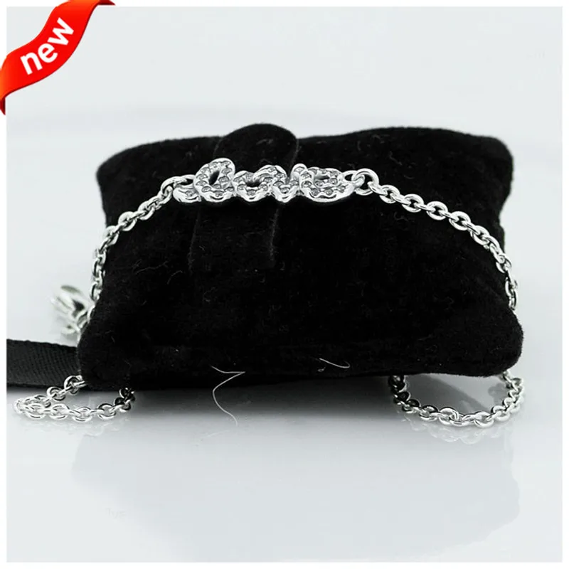

CKK Bracelets Signature of Love Silver Bracelet with CZ 925 Sterling Silver Bracelets for Women pulseras mujer femme pulseira