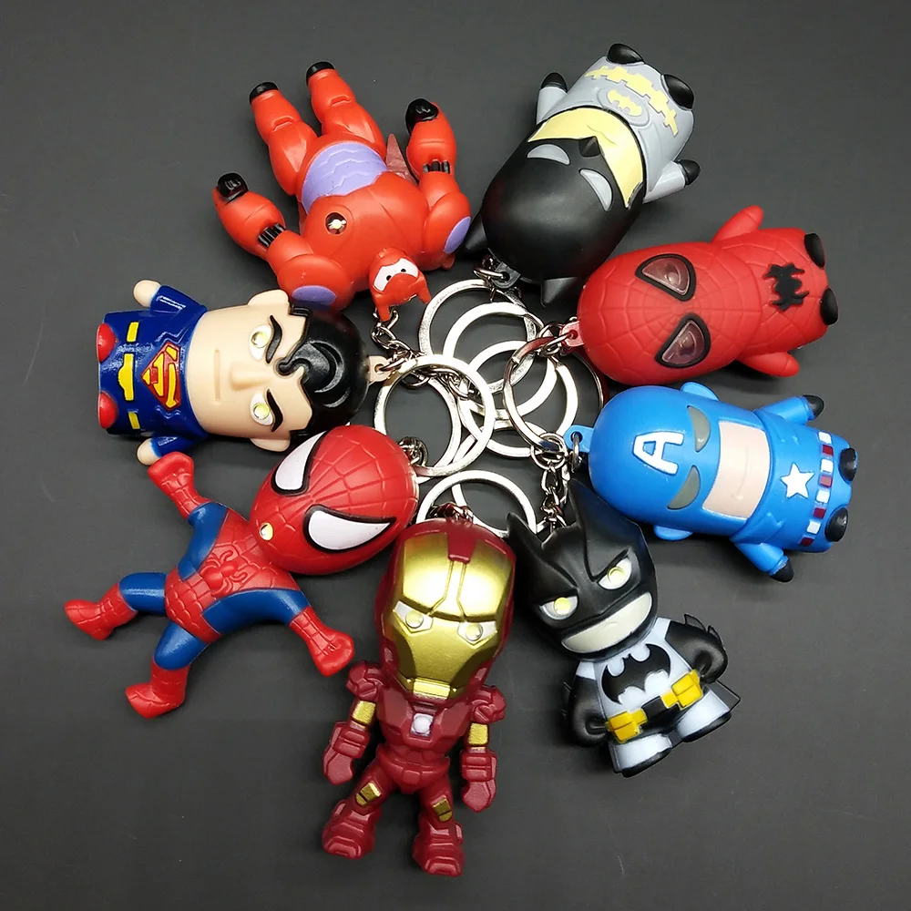 

Zoeber Super Hero Spiderman Light Keychain Gift Kids Avengers Darth Vader Storm Trooper LED PVC Keychain Pendants Chaveiro