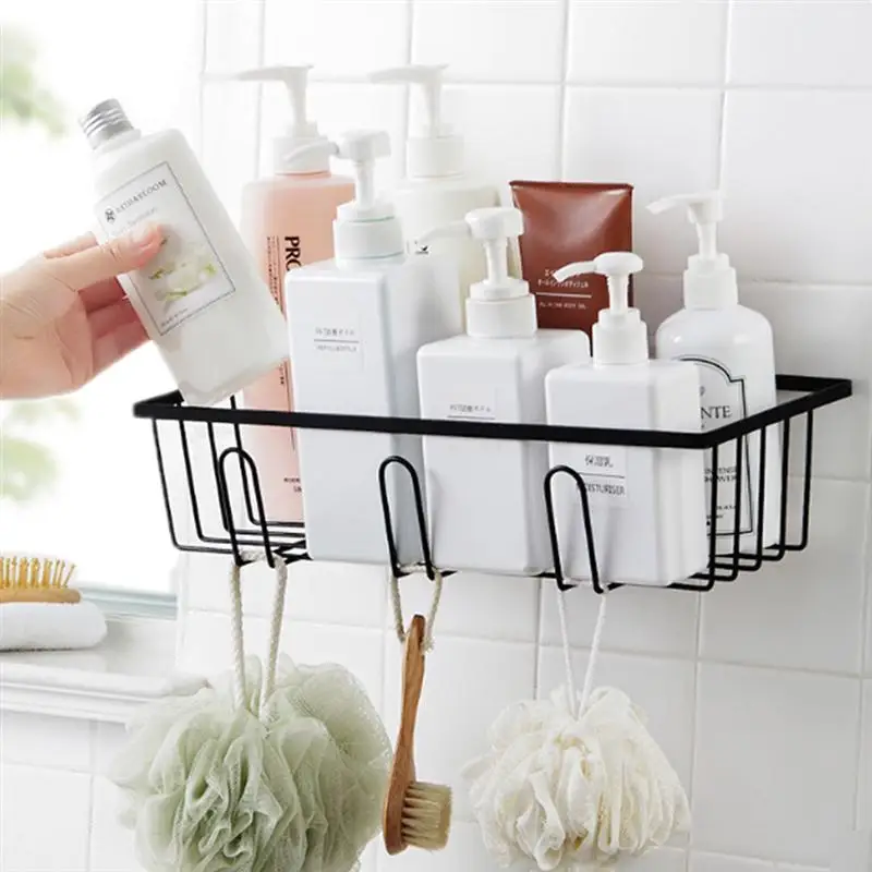 

Iron No Drill Vacuum Suction Shower Basket Shelf Caddy Soap Holder for Bathroom Kitchen (Black)