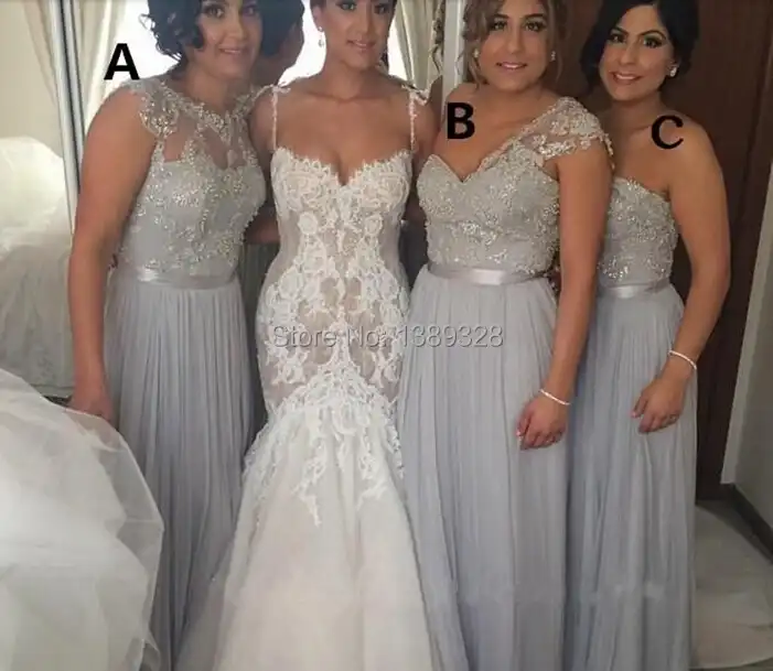 silver chiffon bridesmaid dresses