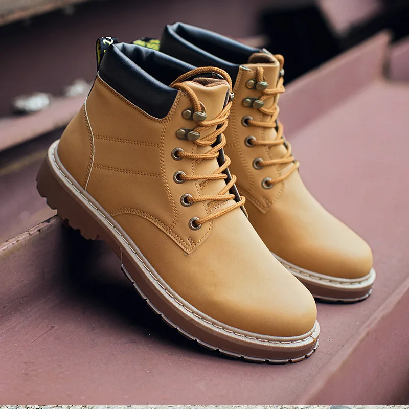 Мужские ботинки Martens кожаная зимняя теплая обувь мужские мотоциклетные