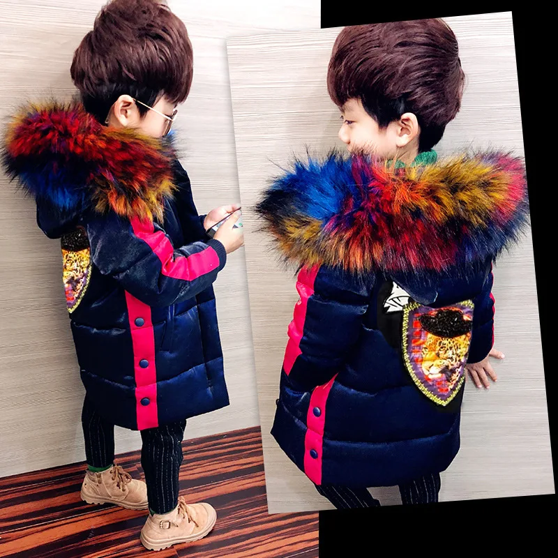 

Children's clothing boy thick cotton jacket autumn and winter coat 2019 new long-sleeved hooded stitching baby clothes