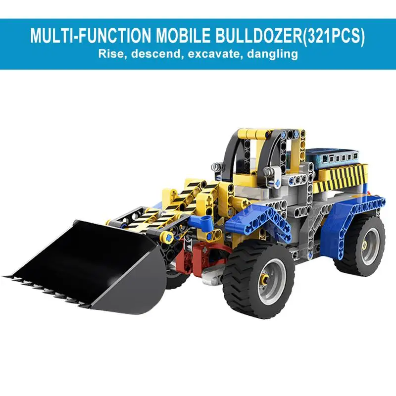 

4 in 1 Building Block DIY Remote Control Engineering Vehicle Excavator Bulldozer Crane