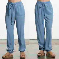 Celmia Для женщин длинные плюс брюк Размеры Pantalon Винтаж штаны с эластичной резинкой на талии 2019 женский Повседневное репа штаны джинсовый