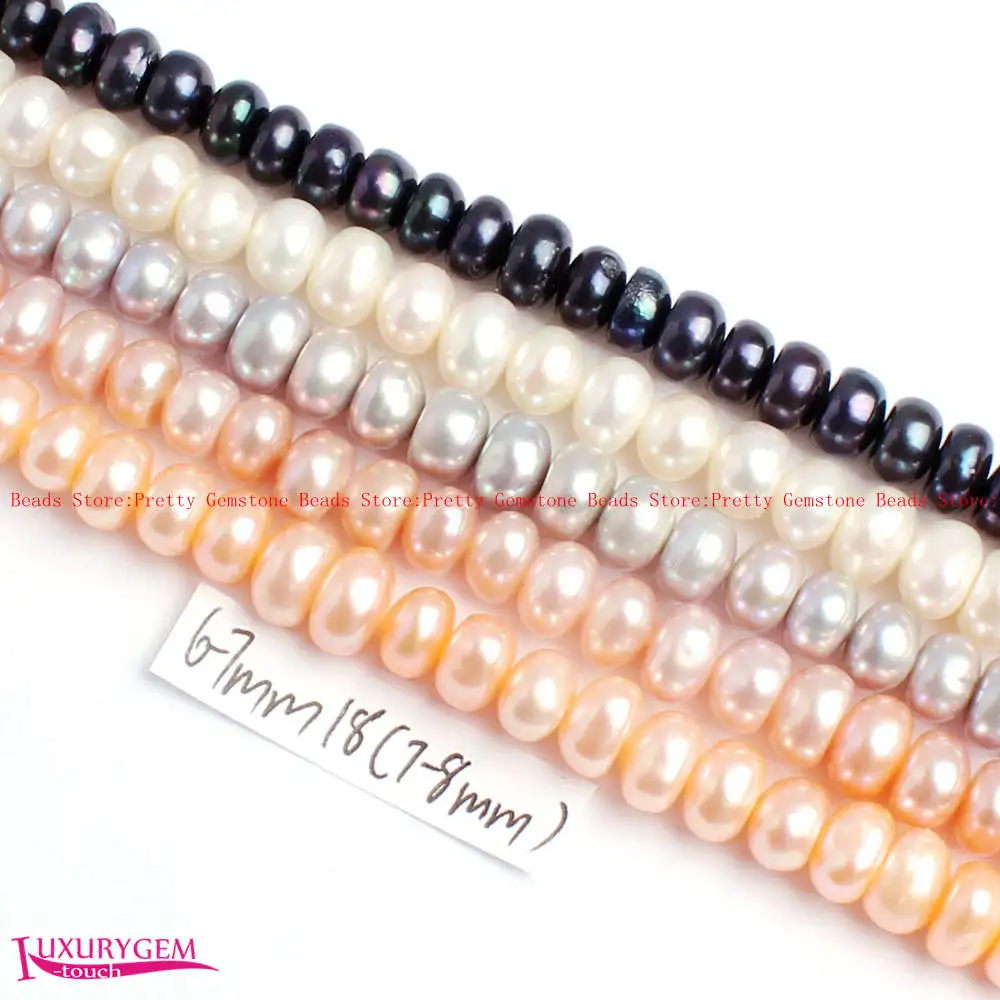 

6-7mm Multicolor Natural Freshwater Pearl Washer Shape DIY Loose Beads Strand 36cm Jewelry Making wj407