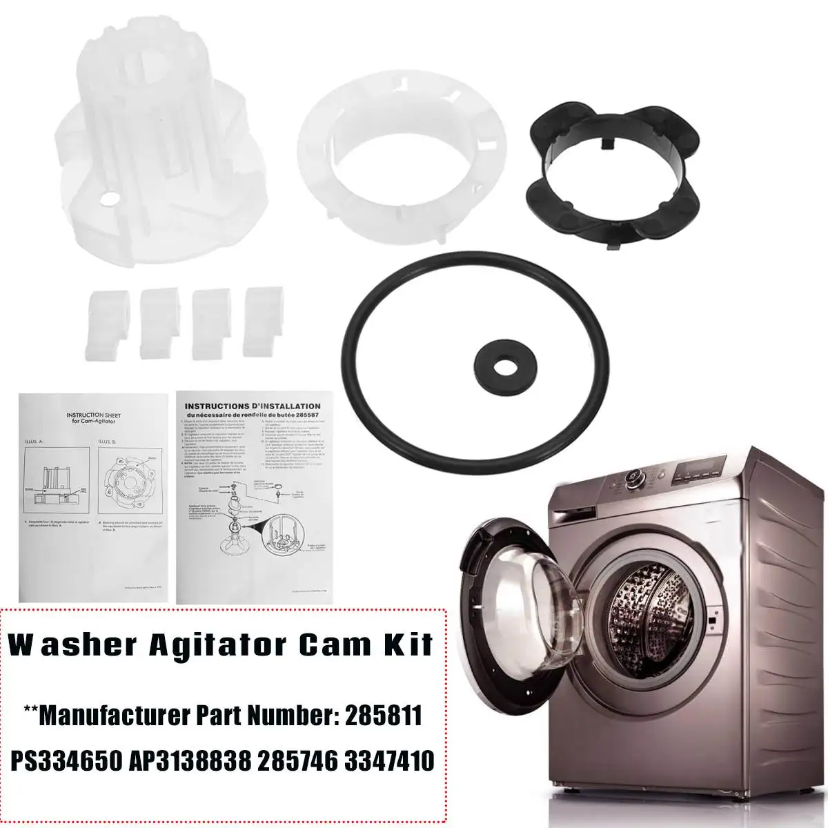 

1Set Replacement Washer Machine Agitator Cam Kit For Whirlpool Sears Kenmore 285811 For Maytag For KitchenAid For Amana