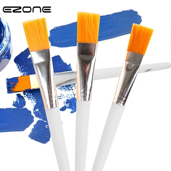 

EZONE 3PCS Paint Brush For Watercolor Oil Painting Plastic Handel Nylon Hair Children Brushes Gouache Acrylic Drawing Art Supply