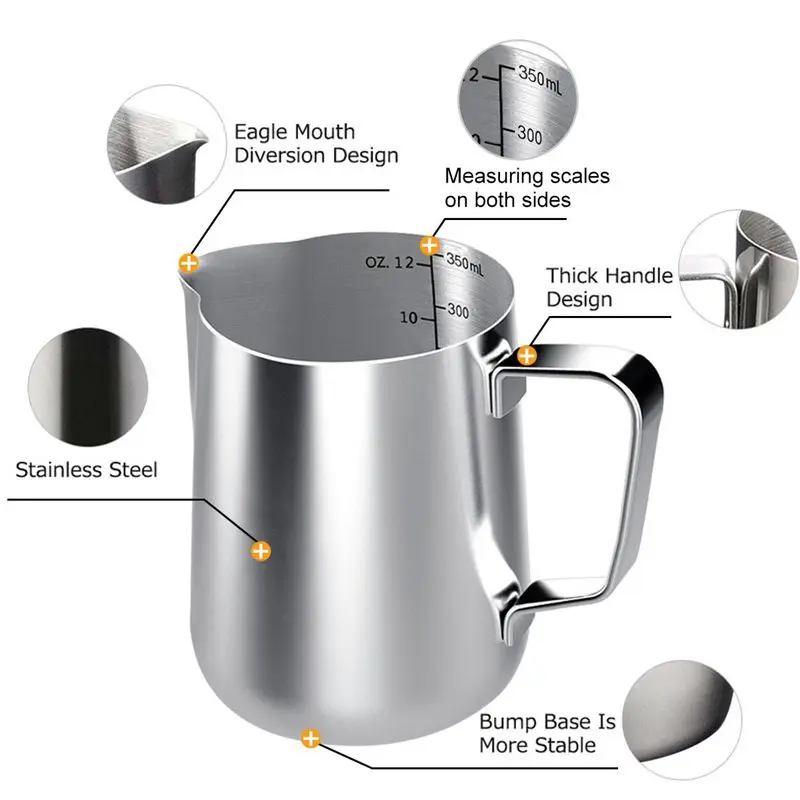 Молочный кувшин, 350 мл ручной взбиватель сливок для кофе пенозбиватель для молока кувшин чашка с отметка и латте художественная ручка, молочный кувшин