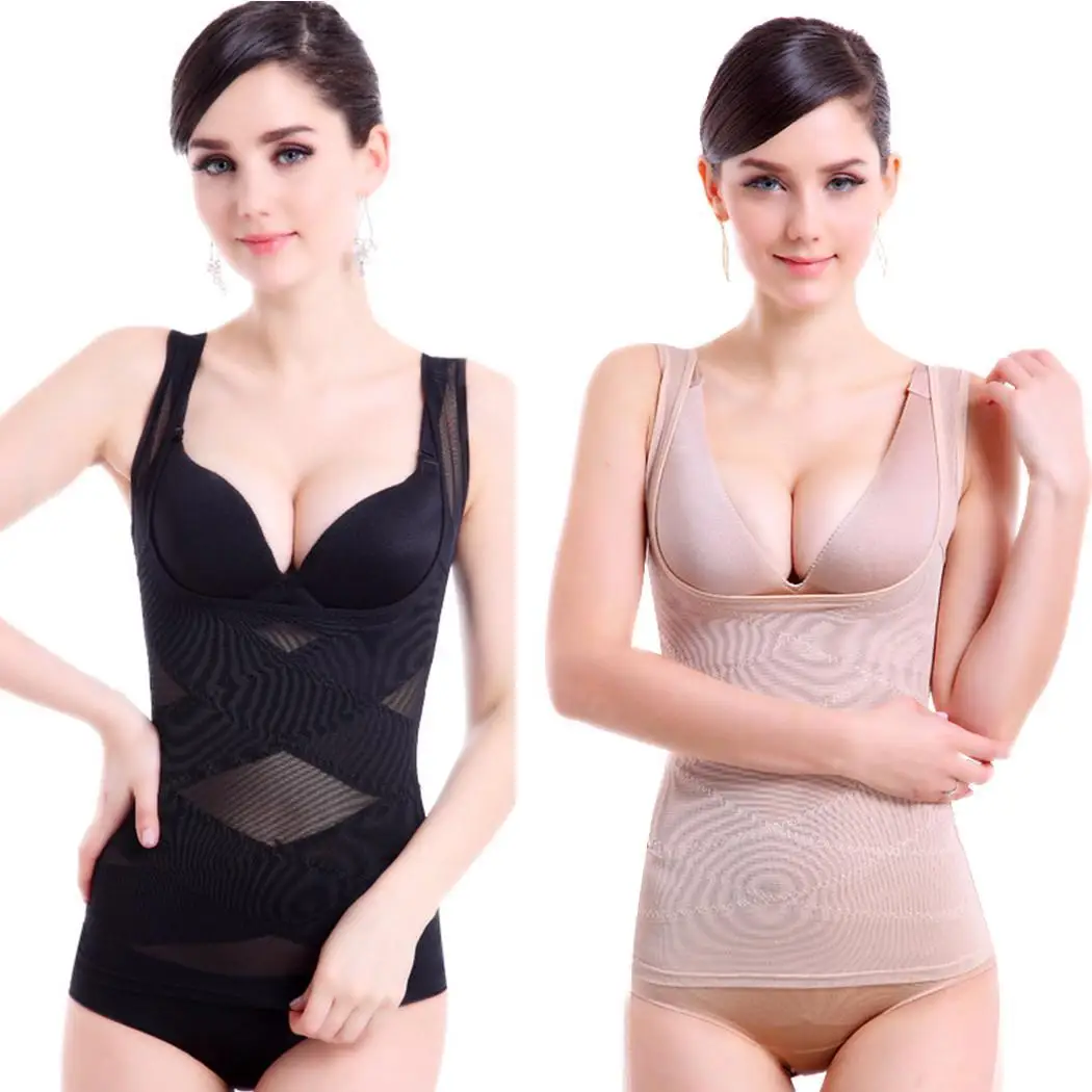 

Lady Slimming Women Shaperwear Fitness Through Nylon Body Slimming Shape Wrap Front Slimming Underwear Vest Bodysuits