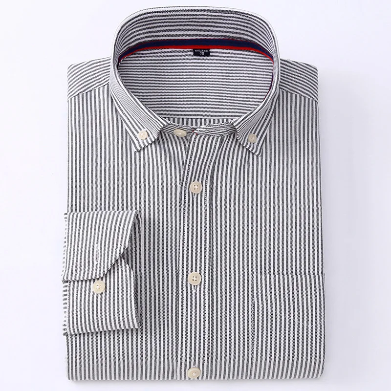

Long Sleeve Shirt Men Plaid & Striped shirt Oxford Mens Dress Shirts Mens Shirts Casual Slim Fit streetwear Camisa Social