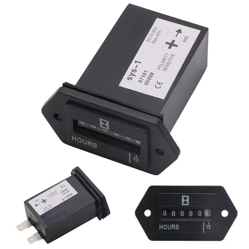 

1PC DC10V~80V Truck Tractor Diesel Outboard Engine Hour Meter Rectangular SYS-1 New For SYS-1 chronograph