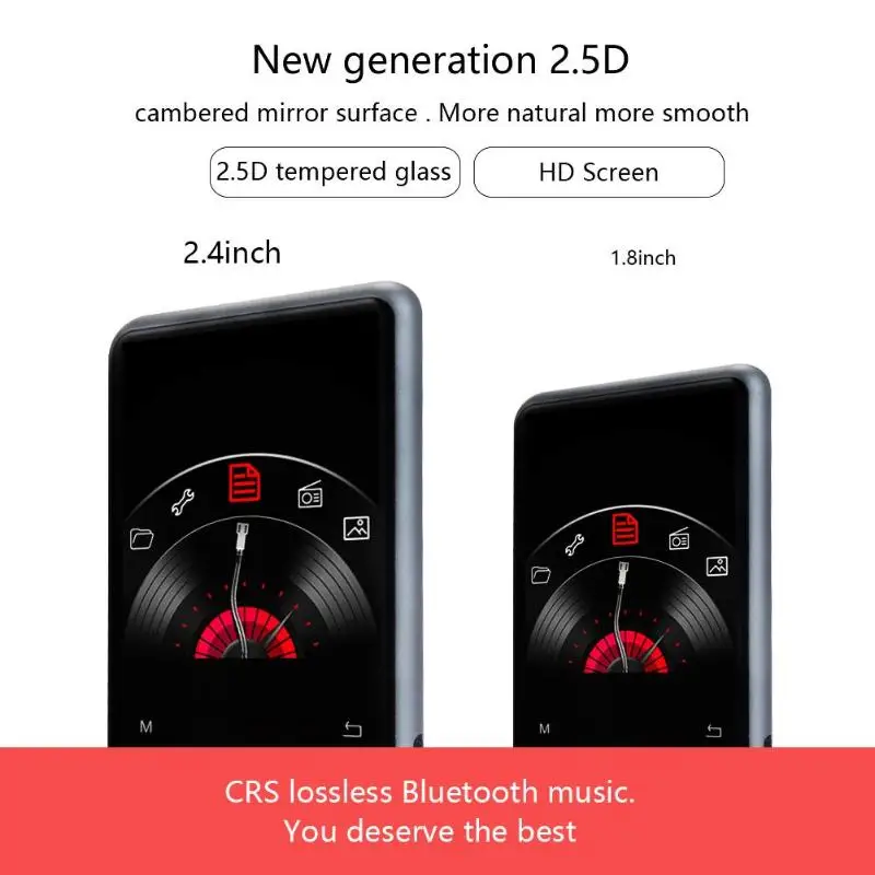 

Bluetooth 4.1 2.4 Inch TFT Screen 8GB/16GB MP4 Player Metal Touch Key Hifi Sport Mini Walkman Speaker FM Radio Pen