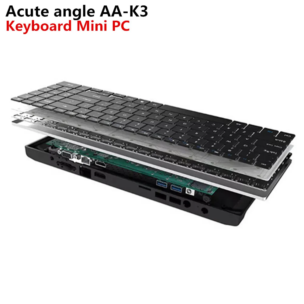 Ángulo agudo AA-K3 DIY negocio teclado Mini PC Intel Apollo Lake Celeron N3450 8 GB 64 GB Windows 10 M.2 SSD 2,4 + 5 GHz WiFi BT4.0