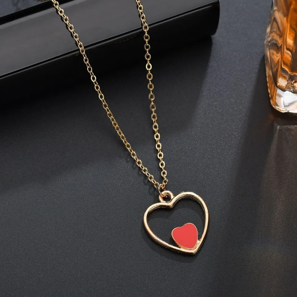 

New Arrival Women Red Heart Pendant Necklaces Romantic Handmade High Quality Necklaces For Wedding Party Necklaces