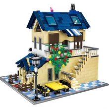 Wange Блоки Франция архитектура строительные блоки французский кантри домик Модель вилла дом развивающие игрушки для детей Подарки 5311