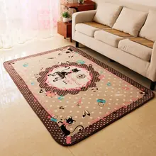 WINLIFE коричневый ковер в горошек с Китти, Ультра мягкий тонкий коралловый флисовый коврик для ползания ковер большого размера для детей