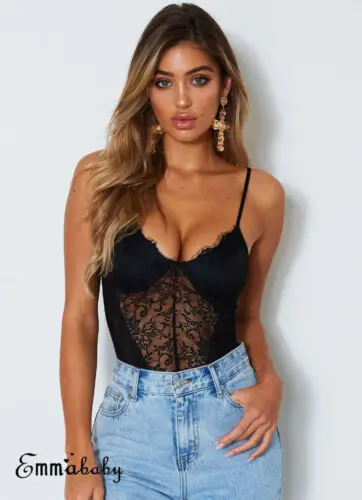 HIRIGIN Women Sexy Ladies Lace Bodysuit Stretch Leotard Sleeveless Tops shirt Jumpsuit Bodysuit HIRIGIN Women Sexy Ladies Lace Bodysuit Stretch Leotard Sleeveless Tops shirt Jumpsuit Bodysuit