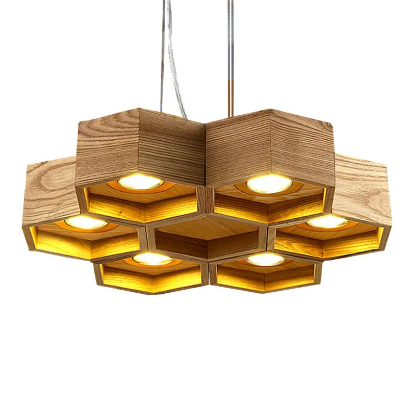Wood LED Modern Pendant Lamp Indoor Dining Room Foyer Home Adornment Light 110-240V Free Shipping | Лампы и освещение